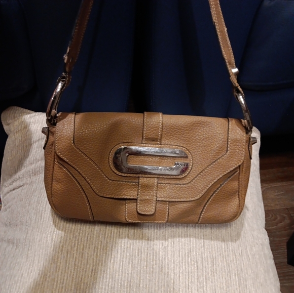 Vintage Guess Y2K Tan Silver Studded Logo Shoulder Purse - Picture 2 of 8